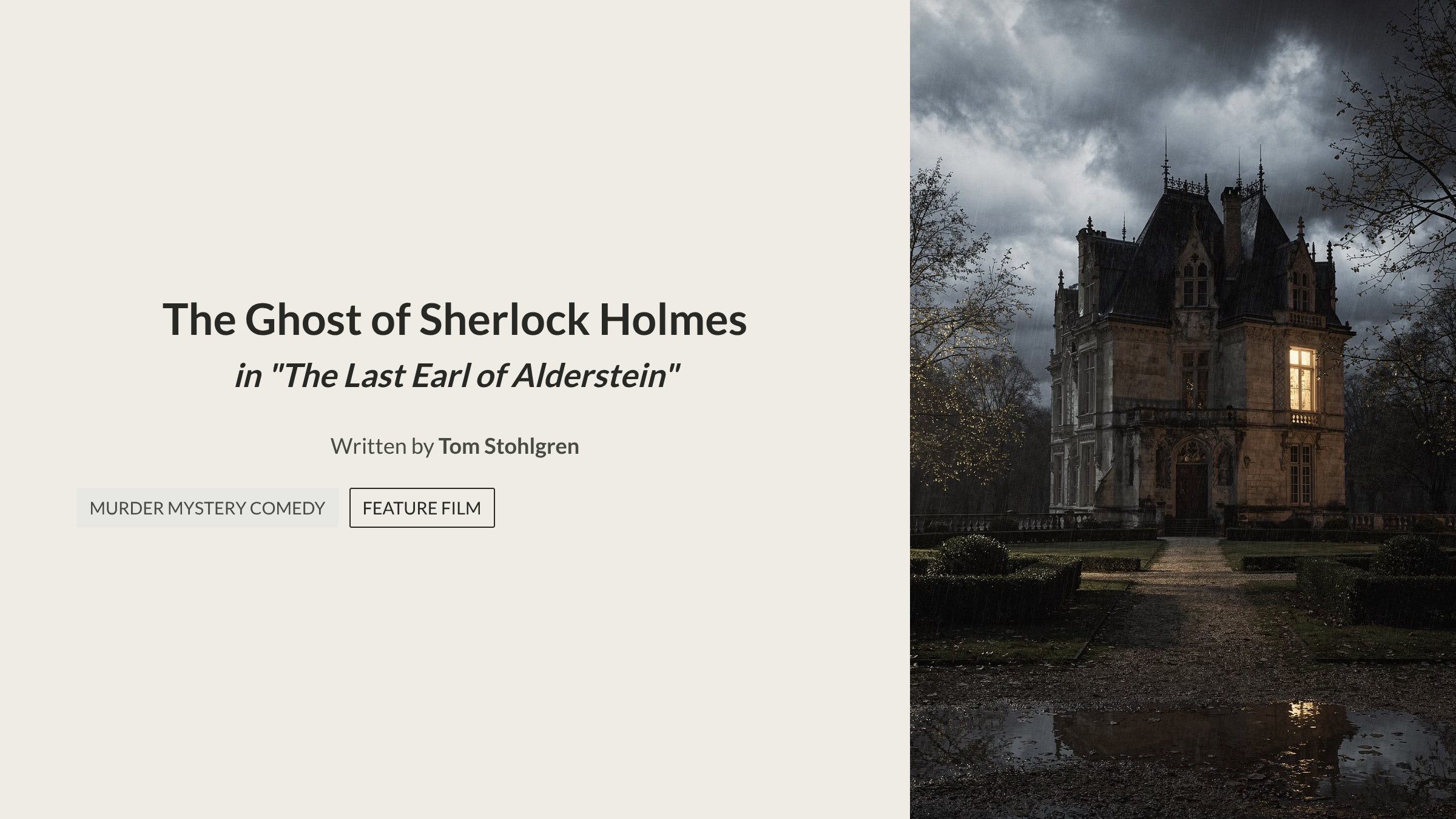 THE GHOST OF SHERLOCK HOLMES: THE LAST EARL OF ALDERSTEIN